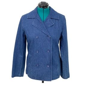 Talbots Jacket Blazer Denim Double Breasted M